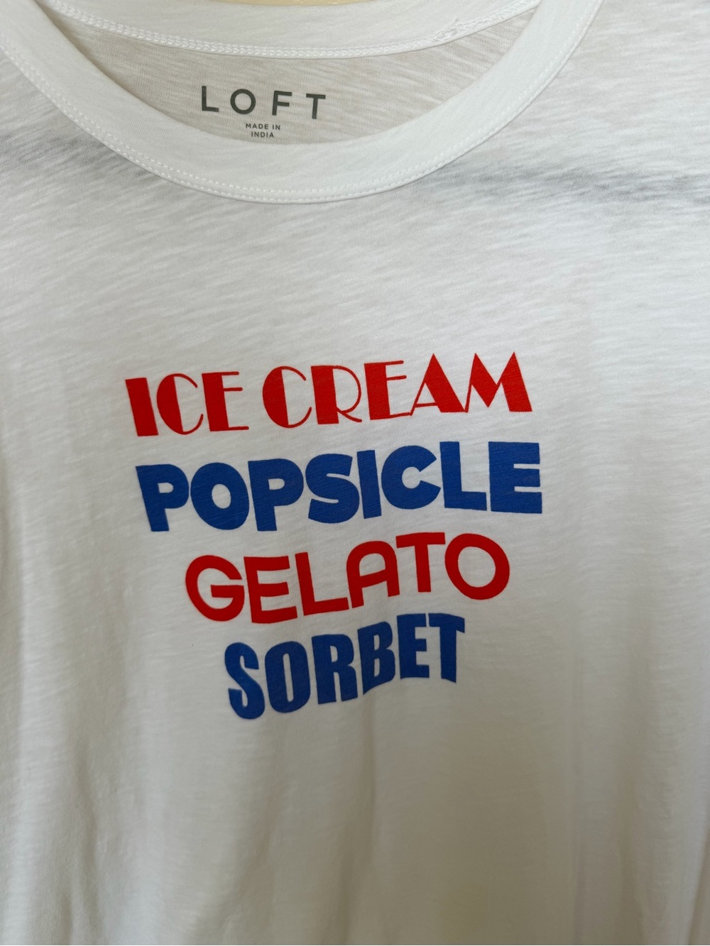 LOFT Red White & Blue Ice Cream Popsicle Gelato Sorbet Graphic Tee - Picture 2 of 3